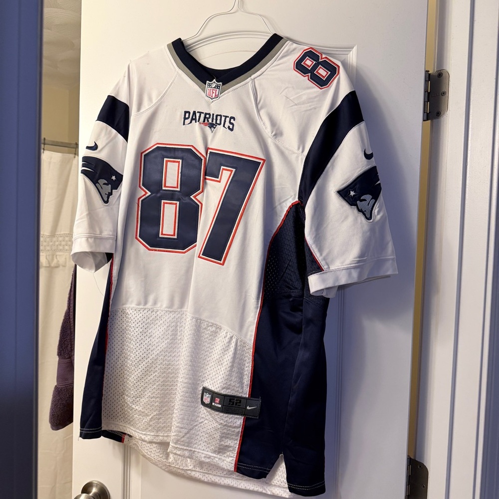 NFL White and Navy Jersey with Red Accents
